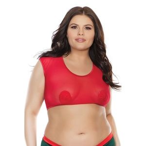 Coquette - Plus Size Crop Top - Red